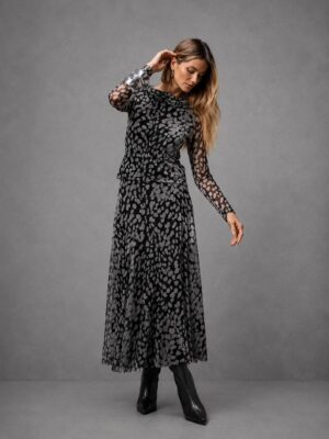 MOB - BLUSA TULE M/L ESTAMPA PLUME