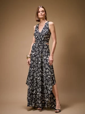 MOB - VESTIDO LONGO RECORTES ESTAMPA FUYU