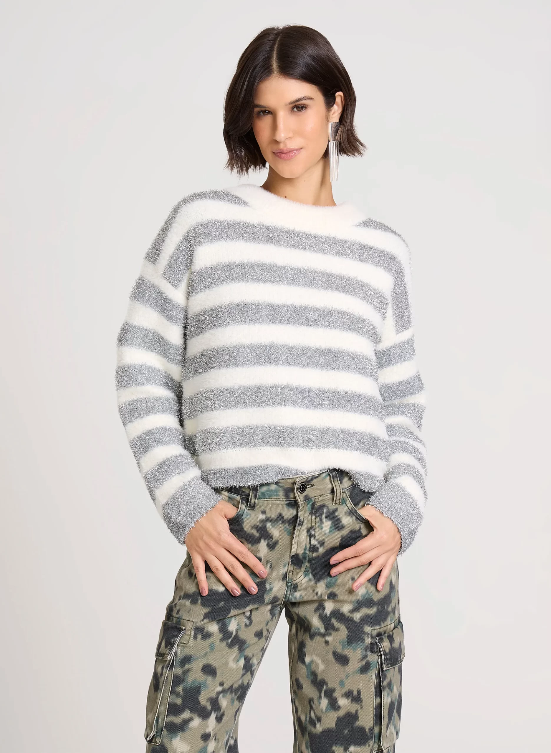JOHN JOHN - BLUSA AMPLA GLITZ PRATA